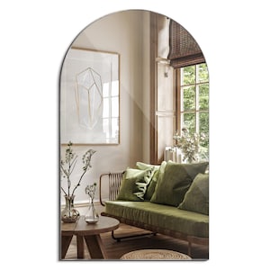 Minimalist Frameless Mirror, Cut Oval Classic Mirror, Bathroom Aesthetic Mirror, Sleek Mirror, Bedroom Luxury Mirror