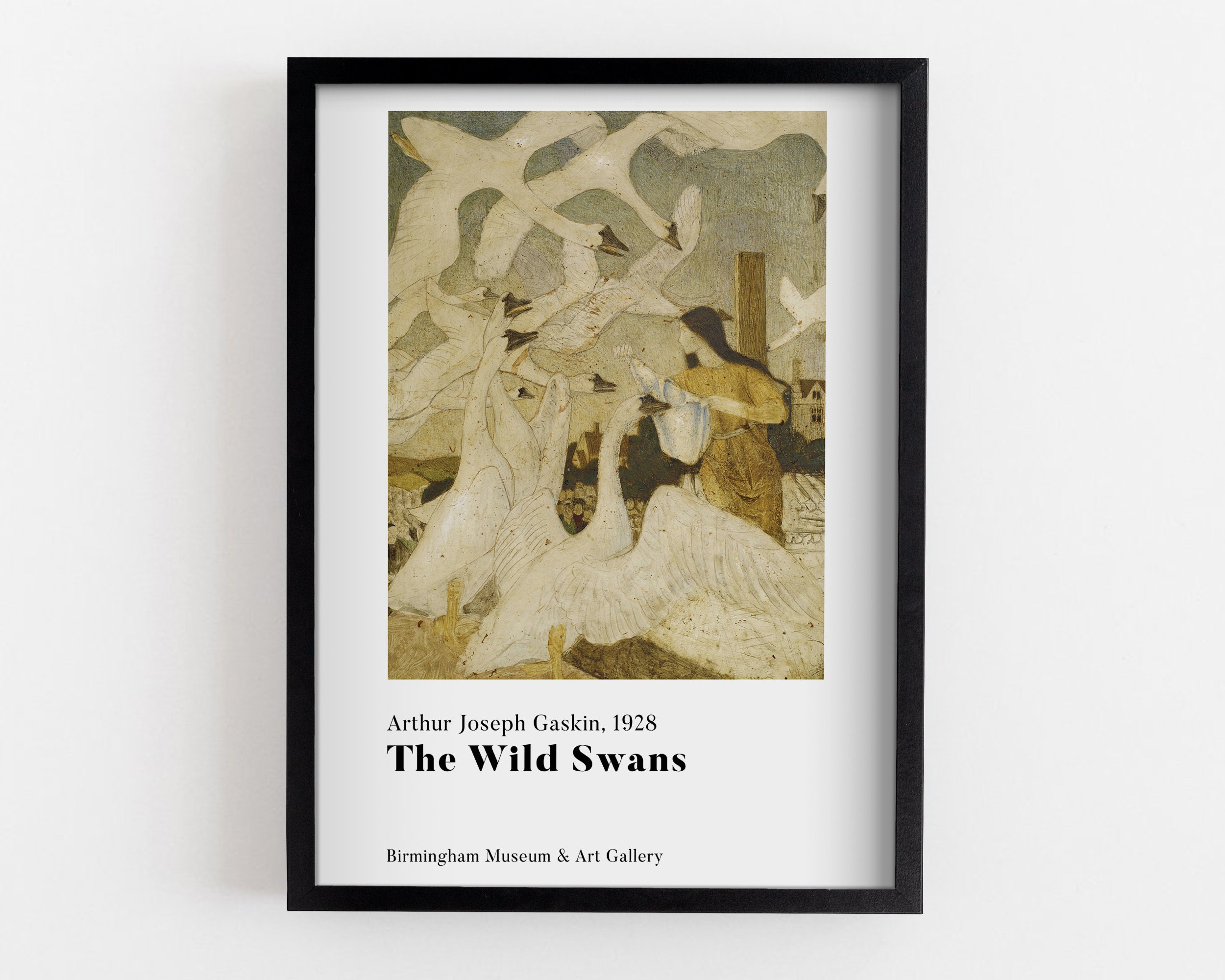 Arthur Joseph Gaskin the Wild Swans Framed Print, Yellow Classic