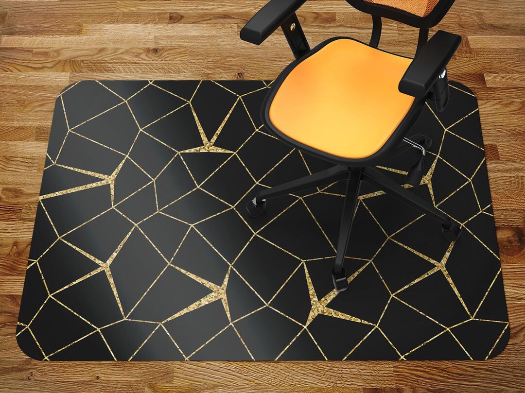 Chair Vinyl Mat Mosaic Gold Imitation Black Chair Mat Carpet Etsy