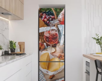 Outdoor Picnic Fridge Magnetic Decal, Yellow Fun Fridge Magnet, Kitchen Makeover, Refrigerator Cover