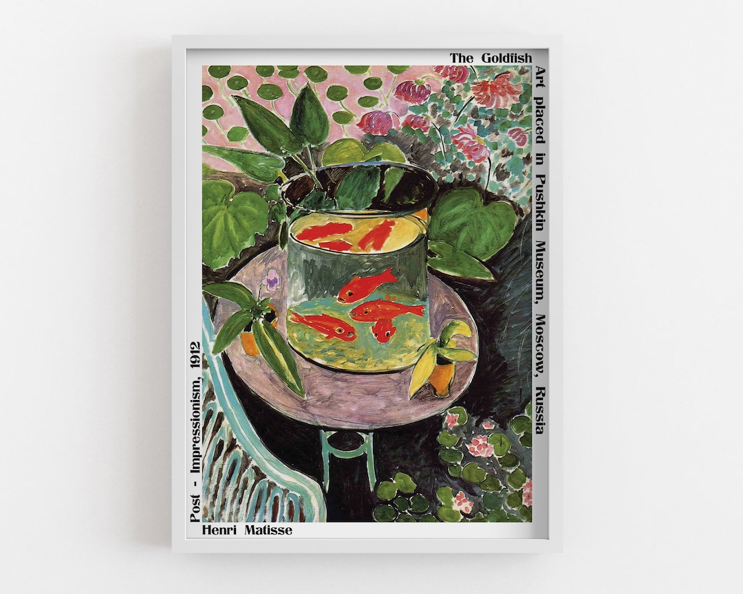 Henri Matisse the Goldfish Framed Print, Green MDF Poster, Red