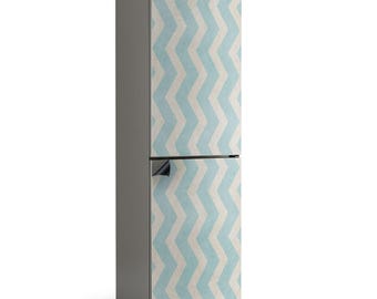 Zigzags On Texture Background Fridge Magnetic Decal, Turquoise Modern Fridge Magnet, Kitchen Makeover, Refrigerator Skin