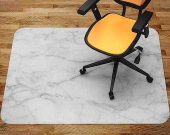 Chair Vinyl Mat, Creamy White Marble Chair Mat Carpet, Vinyl Floor Mat, Floor Protector Mat, Work Mat, Printed Floor Protector