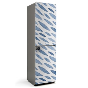 Pattern Of Wavy Strokes Fridge Magnetic Decal, Blue Modern Fridge Magnet, Easy To Install Decor, Fridge Mat