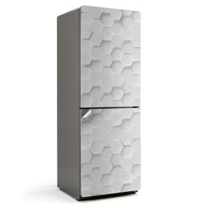 Pattern Of Hexagonal Elements Fridge Door Cover, White Refrigerator Sticker, Kitchen Decor, Fridge Decor
