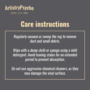 a black and white poster with a description of care instructions
