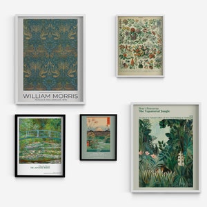 Forest Patterns Little Jungle Set Framed Print, Set of 5 Green Classic Poster, Beige Wall Decoration, Nature MDF Poster, Birthday Gift