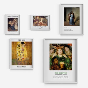 Beautiful Love Composition Framed Print, Set of 5 Yellow Wall Decoration, Brown MDF Poster, People Classic Poster, Birthday Gift