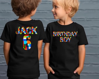 Personalized Building Blocks Birthday Shirt, Building Bricks Block Tee, Toys Birthday Shirt, Birthday Boy Shirt, Custom Kids Shirt