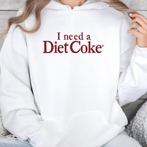 Preciso de um moletom com capuz Diet Coke, moletom com capuz Soda Lover, suéter fofo e engraçado com estampa Diet Coke na moda, presente Diet Coke Lover para ela, unissex