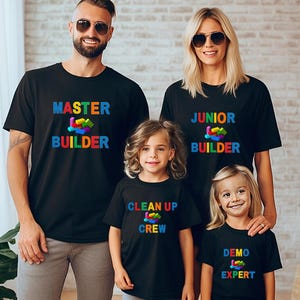 Master Builder Group Shirt, Demo Expert, Clean Up Crew Shirt, Junior Builder Shirt, Building Bricks Blok Nerd Kid Tee, Building Blocks Shirt