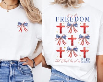 È per la libertà, maglietta Galati 5:1, maglietta Coquette del 4 luglio, maglietta cristiana del 4 luglio, maglietta America, maglietta del Giorno dell&#39;Indipendenza