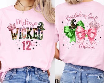 Personalized Wicked Birthday T-Shirt, Changed for Good, Witch Pink and Green Girl Birthday Shirt, Custom Kids Birthday Gift For Son Daughter
