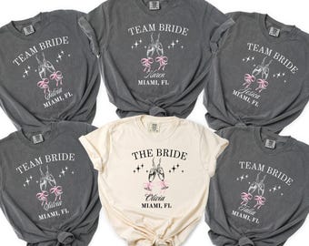 Comfort Colors® Bachelorette Party Custom Tee, Team Bride Tee, Custom Location, Bridal Party Gifts, Bride Club, Personalized Bride Shirt