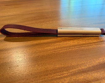 Premium Textured Red Buffalo Leather and Wood Flogger