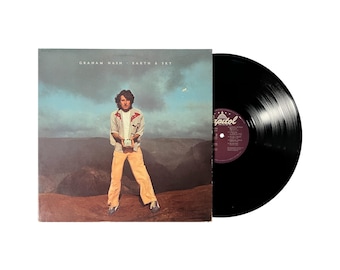 Graham Nash 1980 “Earth & Sky” Disco de vinil vintage LP - Prensagem autêntica dos EUA de 1980 com capa interna original