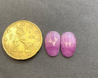 Paire de rubis assortis 14 x 8,2 mm - Pierres naturelles à facettes taillées en rose pour bijoux personnalisés