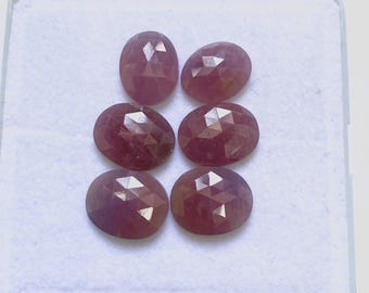 mmPaire de rubis assortis - 3 pierres naturelles à facettes taillées en roses pour bijoux personnalisés