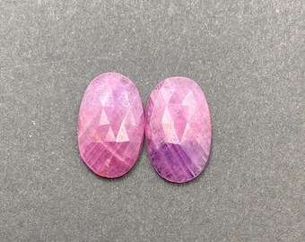 Paire de rubis assortis 16 x 10 mm - Pierres naturelles à facettes taillées en rose pour bijoux personnalisés