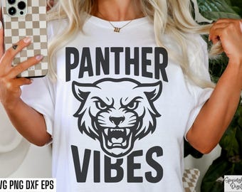 Ambiance panthère Svg, mascotte de panthère png, football universitaire, Svg jour match, sport du lycée, maman panthère coupe fichier, conception de tshirt Panthers