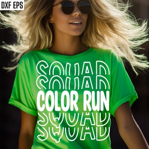 Color Run Squad SVG, Disegni per magliette Fun Run, Raccolta fondi scolastica SVG, File di taglio per volontari, Maglietta Color Run, Gara di corsa in formato PNG, Maglietta coordinata
