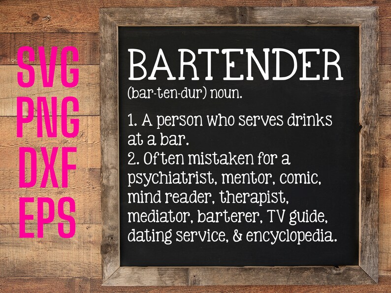 Bartender Svg Definition Cut File Bar Sign Svg Funny Job Etsy