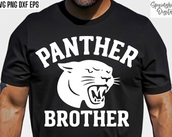 Frère panthère Png, Svg mascotte de panthère, Svg football universitaire, Svgs jour de match, sport du lycée, petit frère, conception de tshirt Panthers