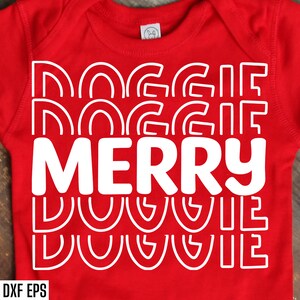 Merry Doggie Svg | Hond kerstman shirt Svgs | Hondenbandana Svgs | Canine kerst gesneden bestanden | T-shirt voor huisdier, png | Bijpassende familieontwerpen