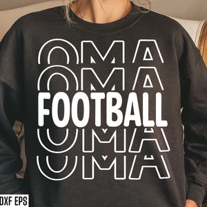 Fútbol Oma Svg / Temporada de deportes escolares / Fútbol abuela Svg / Diseños de camisetas / Fútbol de escuela secundaria / Fútbol universitario / Fútbol senior