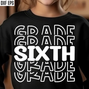 Svgs van het zesde leerjaar | Terug naar school-shirt | Eerste schooldag | 6e leerjaar gesneden bestanden | Ontwerpen voor kinder-T-shirts | Basisschool | T-shirt png