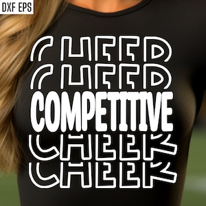 Pode incluir: Camiseta preta com texto branco que diz "Lifted, Lifted, Competitive, Cheer, Cheer".