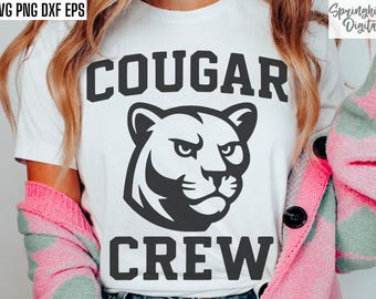 Cougar Mama Svg, Svg football universitaire, Cheer Squad, Fichier de coupe Cougar, Sport lycéen, Designs de T-shirt d'équipe, Premier cycle du secondaire, Vecteurs Cougar