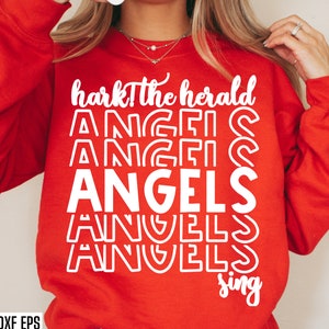 Horch Der Verkünder Engelsingen | Weihnachtslied SVG | Urlaub Pullover Pngs |  Weihnachtslied SVG | Weihnachts-Shirt-Schnittdateien | Weihnachtsmotive