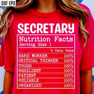 Svg cadeau secrétaire, modèles de tshirt secrétaire, fichiers PNG pour secrétaire d'école, valeur nutritive, fichiers de coupe pour un travail de bureau, Svgs de t-shirt profession, travail