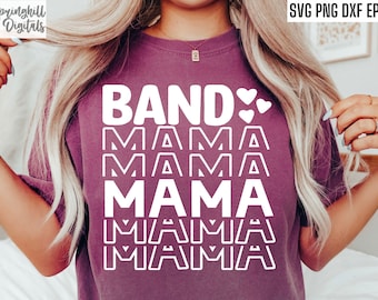 Marchingband Mama | Band moeder Svgs | Middelbare schoolband | Marching Band Svgs | T-shirtontwerpen | Middelbare schoolvoetbal | College Band Cut-bestanden