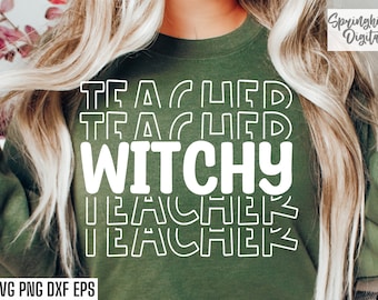 Witchy Leraar Svgs | Leraar Halloween T-shirt | Klasse Halloweenfeest | Bijpassende ontwerpen voor lerarenoverhemden | School Halloween Quote Svg-bestanden