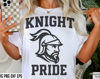 Svg Knight Pride, png mascotte de chevalier, Svg football universitaire, Svg jour de match, sport du lycée, fichier découpé chevalier maman, conception de tshirt chevaliers
