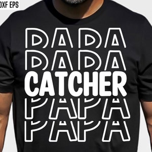 Catcher Papa Svg | Baseball Grandpa Pngs | Design de camiseta de softball | Beisebol do ensino médio | Viagem de beisebol Svgs | Torneio de softball Pngs