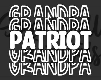 May include: White text on a black background reads "Grandpa Patriot" with the word "Grandpa" repeated four times in a stacked, layered design.