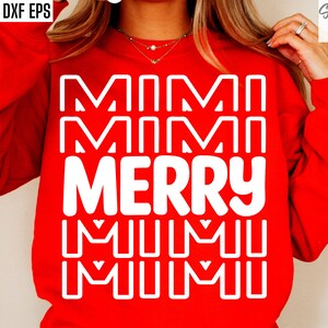 Joyeux Mimi Svg, Svgs Noël grand-mère, Svg famille assortis, Pngs de pull de vacances, fichiers Mimi Cut, T-shirts festifs, Jolly Grandma
