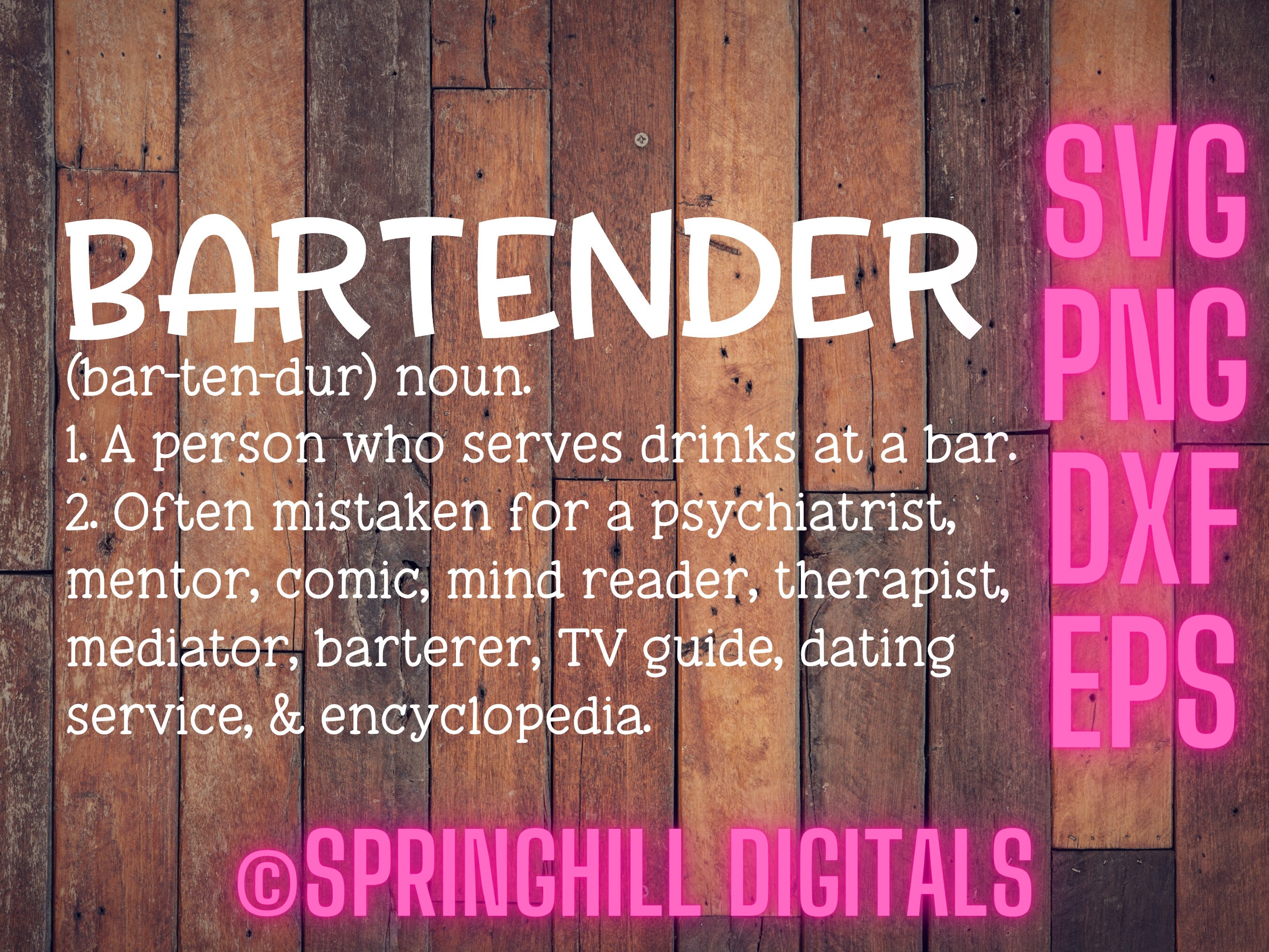 Bartender Svg Definition Cut File Bar Sign Svg Funny Job Etsy