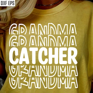 Catcher Grand-mère Svg | Chemise de baseball png | Citations de t-shirts de softball | Baseball au lycée | Svgs de baseball de voyage | Png du tournoi de softball