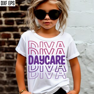 Daycare Diva Svgs | Meninas T-shirt Svgs | Camiseta Daycare Pngs | Arquivos de Corte Pré-Escolar | Camiseta Infantil Daycare | Designs de Camiseta Infantil