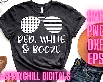 Rojo Blanco & Booze Svg / 4 de julio Svg / Día de la Independencia Svg / Merica Svg / 4 de julio Svg / USA Cut File / 4 de julio Camisa Svg / Patriótico