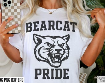 Svg Bearcat Fierté, PNG mascotte Bearcat, Svg football universitaire, Svg jour de match, Sport au lycée, fichier coupé maman Bearcat, Design de tshirt Bearcats