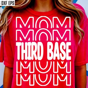 Dritte Basis Mom | Baseball Shirt | Softball-T-Shirt Designs | 3.Basis Mama Pngs | Sport Familie | Team Player Datei | Spiel Turnier Png