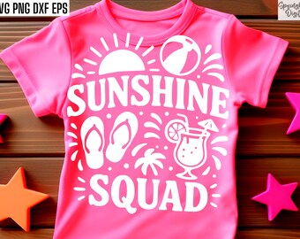 Sunshine Squad SVG : fichiers de conception de t-shirt d'été coupés