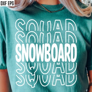 Snowboard Squad geschnitten Datei | Snowboarding Schnittdateien | Snowboarder SVG | Schule Ski Club geschnitten Datei | Passendes Schul Hoodie Design | Dxf Dateien für Cricut