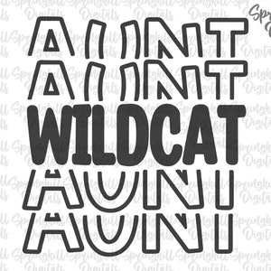 Chat sauvage tante Svg, Svgs de T-shirt de chat sauvage, mascottes du lycée, football universitaire Svg, Tshirt png de chat sauvage, fichiers coupés de chemise de chat sauvage, Svg de sport