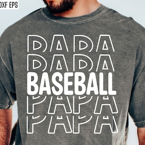 Beisebol Papa Svg | Arquivo de corte de camiseta de beisebol | Svgs do vovô do beisebol | Beisebol do ensino médio | Viagens Beisebol Svg | Torneio De Beisebol Png